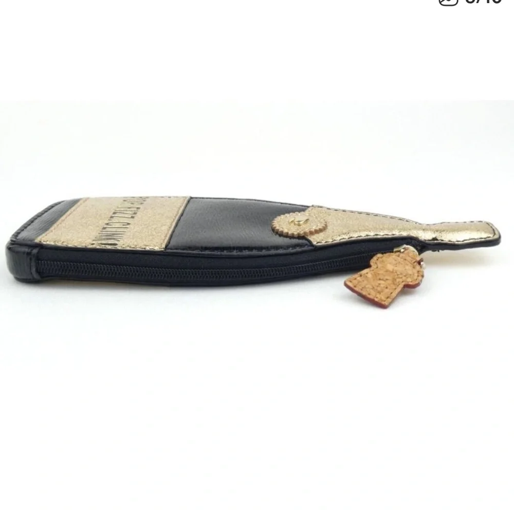 Kate Spade Black & Gold Coin Purse w cork zipper - like new (pop, fizz, clink)